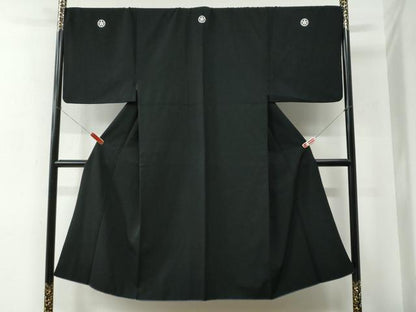 平和屋着物●男性　黒紋付　正絹　逸品　CABC6982yc