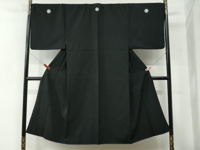 平和屋着物●男性　黒紋付　正絹　逸品　CABC6982yc
