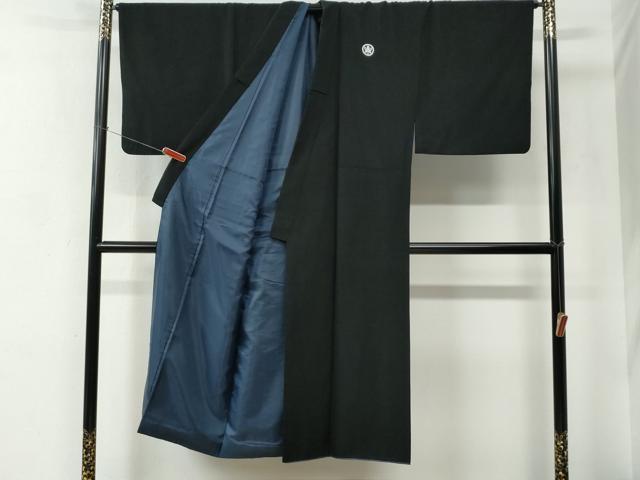 平和屋着物●男性　黒紋付　正絹　逸品　CABC6982yc