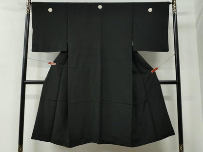 平和屋着物●男性　黒紋付　正絹　逸品　CABC6983yc