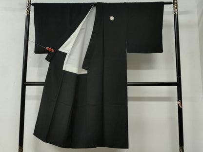 平和屋着物●男性　黒紋付　正絹　逸品　CABC6983yc