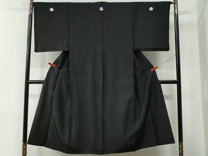 平和屋着物●男性　黒紋付　正絹　逸品　CABC6984yc