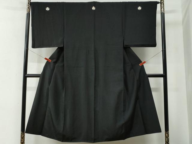 平和屋着物●男性　黒紋付　正絹　逸品　CABC6984yc