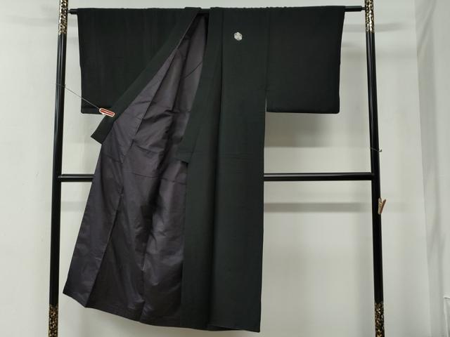 平和屋着物●男性　黒紋付　正絹　逸品　CABC6984yc