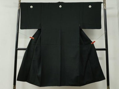 平和屋着物●男性　黒紋付　正絹　逸品　CABC6985yc