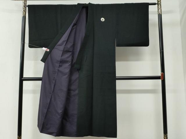 平和屋着物●男性　黒紋付　正絹　逸品　CABC6985yc