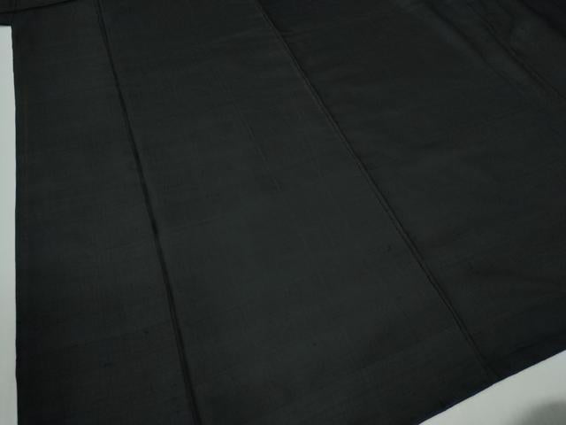 平和屋着物●男性　黒紋付　紬地　正絹　逸品　CABC6986yc
