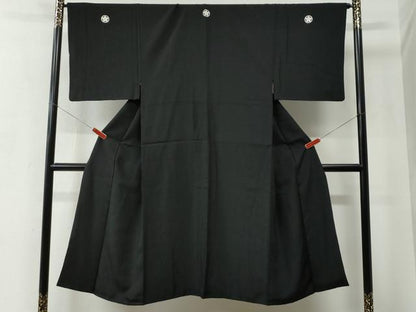 平和屋着物●男性　黒紋付　正絹　逸品　CABC6987yc
