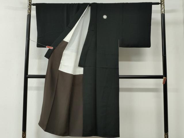 平和屋着物●男性　黒紋付　正絹　逸品　CABC6987yc