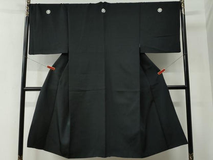 平和屋着物●男性　黒紋付　正絹　逸品　CABC6990yc