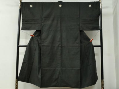 平和屋着物●男性　黒紋付　正絹　逸品　CABC6991yc