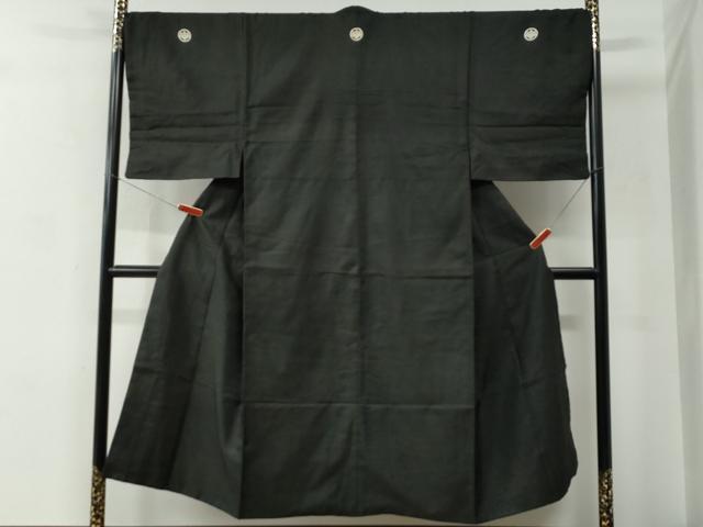 平和屋着物●男性　黒紋付　正絹　逸品　CABC6991yc
