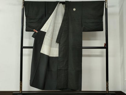 平和屋着物●男性　黒紋付　正絹　逸品　CABC6991yc