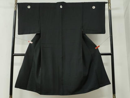 平和屋着物●男性　黒紋付　正絹　逸品　CABC6992yc