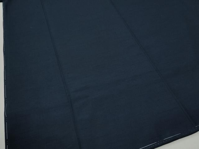 平和屋着物●男性　紬　アンサンブル　色無地　留紺色　羽裏：龍　正絹　逸品　未使用　CABC6993yc