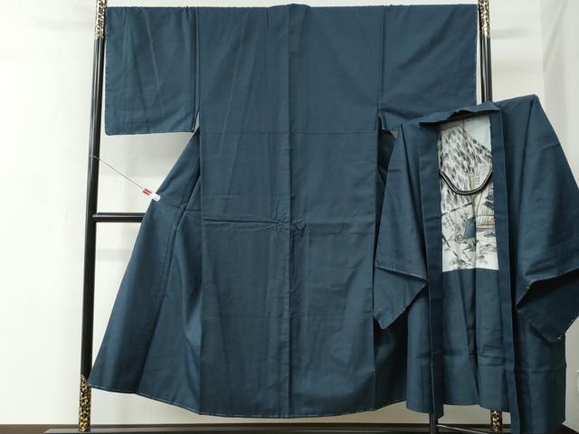 平和屋着物●男性　紬　アンサンブル　80亀甲　総詰め　正絹　逸品　未使用　CABC6995yc