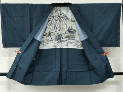 平和屋着物●男性　紬　アンサンブル　80亀甲　総詰め　正絹　逸品　未使用　CABC6995yc