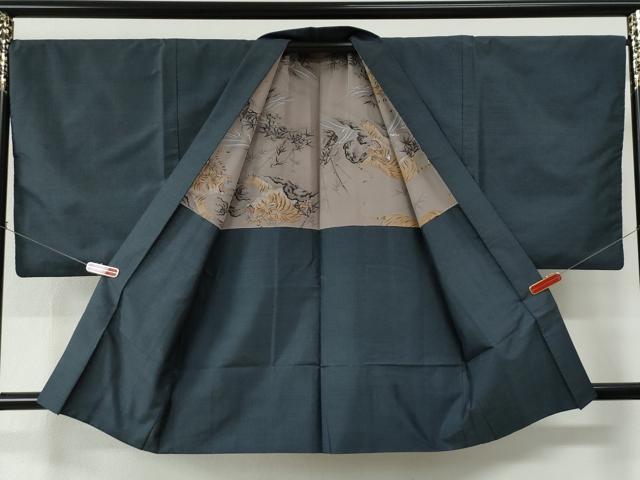 平和屋着物●男性　本場大島紬　アンサンブル　100亀甲　総詰め　羽裏：虎　正絹　逸品　CABC6998yc