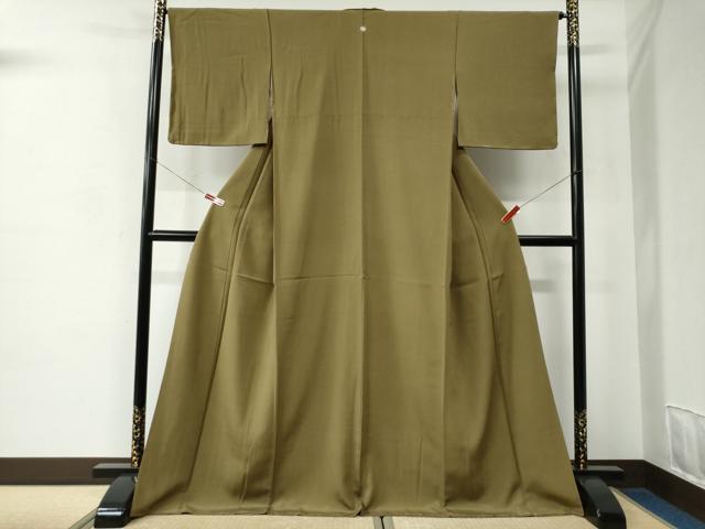 平和屋着物●上質な色無地　路考茶色　ロング丈　正絹　逸品　未使用　CABC7001yc