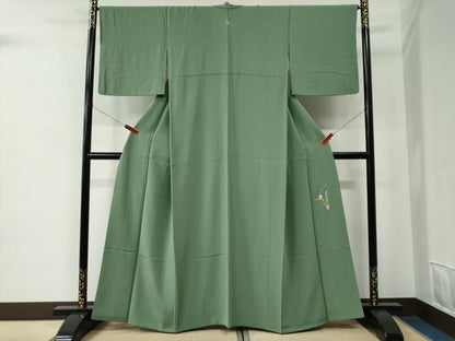 平和屋着物●本草木染作家　瑞寶　色無地　柳染色　正絹　逸品　CABC7003yc