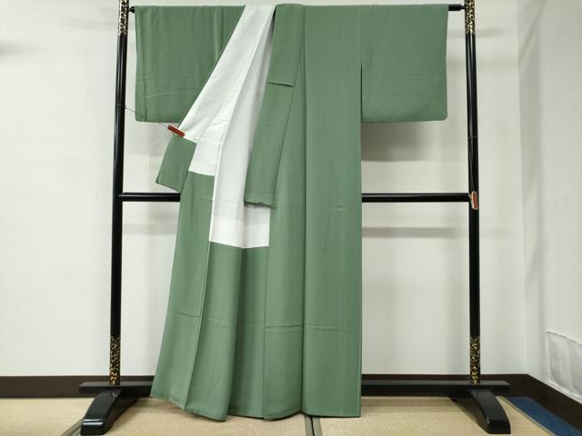 平和屋着物●本草木染作家　瑞寶　色無地　柳染色　正絹　逸品　CABC7003yc