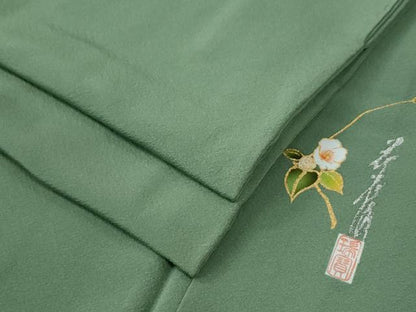 平和屋着物●本草木染作家　瑞寶　色無地　柳染色　正絹　逸品　CABC7003yc