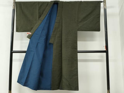 平和屋着物●男性　紬　アンサンブル　色無地　千歳茶色　正絹　逸品　CABC7013yc