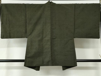 平和屋着物●男性　紬　アンサンブル　色無地　千歳茶色　正絹　逸品　CABC7013yc