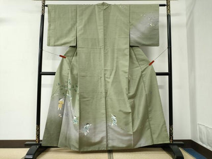 平和屋着物●訪問着　白山紬　友禅　作家物　童子遊び　正絹　逸品　CABC7015yc