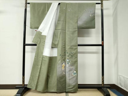 平和屋着物●訪問着　白山紬　友禅　作家物　童子遊び　正絹　逸品　CABC7015yc