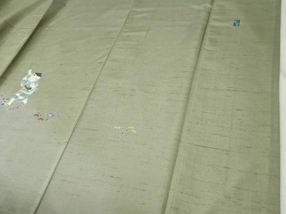 平和屋着物●訪問着　白山紬　友禅　作家物　童子遊び　正絹　逸品　CABC7015yc