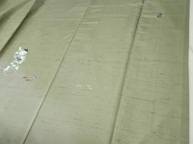 平和屋着物●訪問着　白山紬　友禅　作家物　童子遊び　正絹　逸品　CABC7015yc