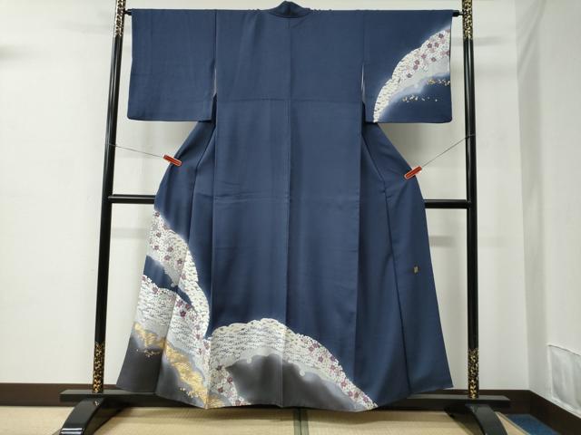 平和屋着物●訪問着　作家物　総刺繍　雪芝松竹梅　暈し染め　金糸　正絹　逸品　CABC7016yc