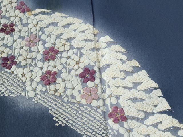 平和屋着物●訪問着　作家物　総刺繍　雪芝松竹梅　暈し染め　金糸　正絹　逸品　CABC7016yc