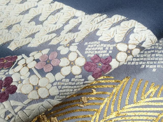 平和屋着物●訪問着　作家物　総刺繍　雪芝松竹梅　暈し染め　金糸　正絹　逸品　CABC7016yc