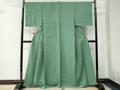 平和屋着物●上質な色無地　梅地紋　若竹色　正絹　逸品　未使用　CABC7017yc