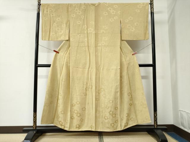 平和屋着物●上質な色無地　草花地紋　蒸栗色　正絹　逸品　CABC7018yc