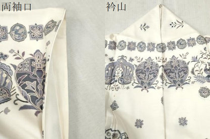 平和屋着物●訪問着　孔雀更紗吉祥花唐草文　御召縮緬　京都きもの友禅扱い　正絹　逸品　CABC7020yc