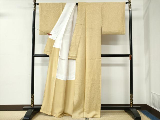 平和屋着物●上質な色無地　松竹梅花地紋　飴色　正絹　逸品　CABC7021yc