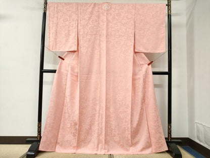 平和屋着物●上質な色無地　更紗花唐草地紋　虹色　ロング丈　正絹　逸品　未使用　CABC7022yc