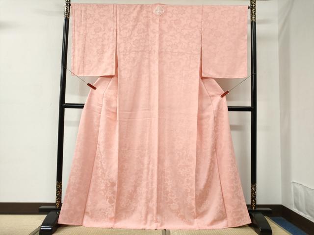 平和屋着物●上質な色無地　更紗花唐草地紋　虹色　ロング丈　正絹　逸品　未使用　CABC7022yc