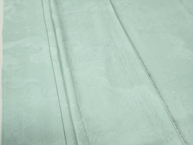平和屋着物●上質な色無地　立波吉祥花地紋　錆青磁色　正絹　逸品　未使用　CABC7023yc