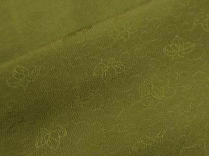 平和屋着物●上質な色無地　花唐草地紋　草色　正絹　逸品　CABC7024yc