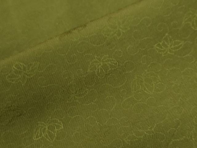 平和屋着物●上質な色無地　花唐草地紋　草色　正絹　逸品　CABC7024yc