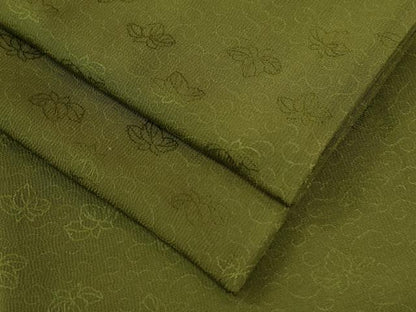 平和屋着物●上質な色無地　花唐草地紋　草色　正絹　逸品　CABC7024yc
