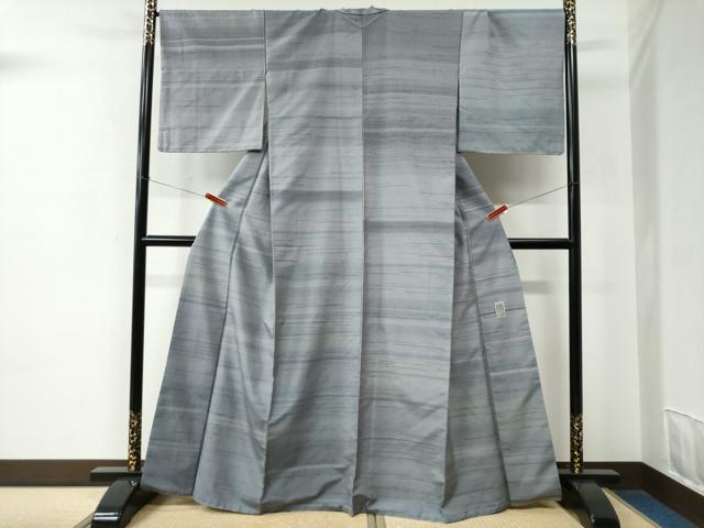 平和屋着物●西陣　京の名門　じゅらく謹製　訪問着　紬地　漢方草木染　霞文　正絹　逸品　CABC7026yc