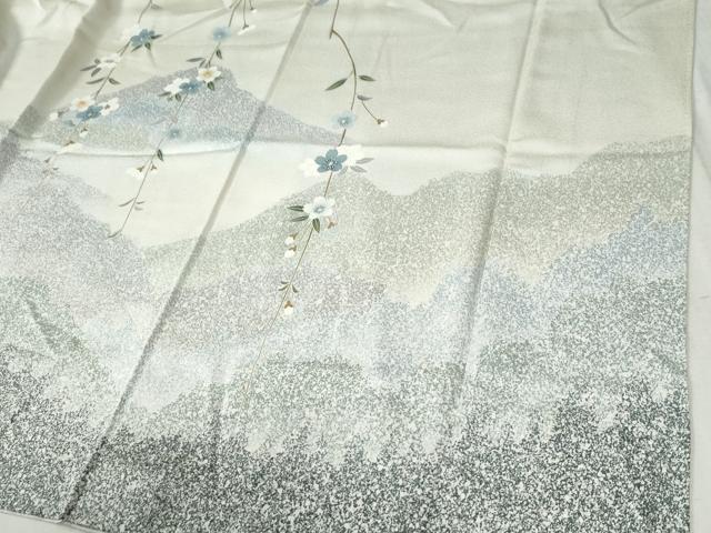 平和屋着物●訪問着　友禅　遠山枝桜文　たたき染め　正絹　逸品　CABC7027yc