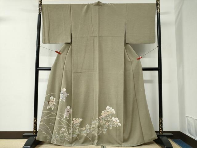 平和屋着物●色留訪問着　友禅　作家物　童子遊び　正絹　逸品　CABC7028yc
