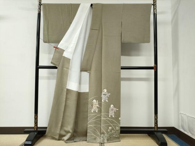 平和屋着物●色留訪問着　友禅　作家物　童子遊び　正絹　逸品　CABC7028yc