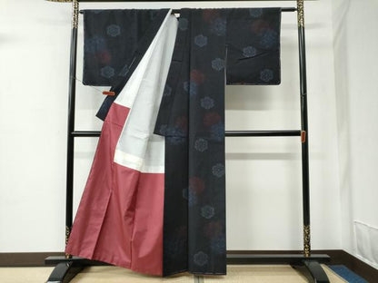 平和屋着物●結城紬　亀甲花文　正絹　逸品　未使用　CABC7029yc